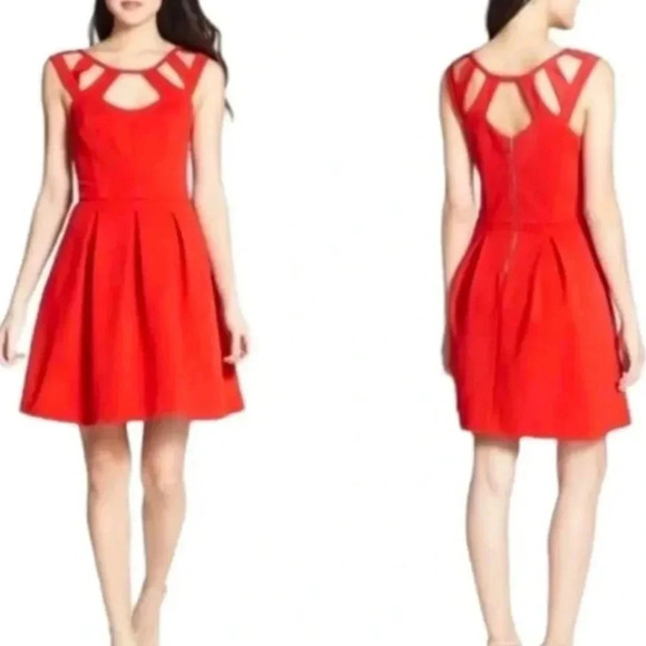 Betsy Johnson Red Cutout A Line Dress - Picture 1 of 15
